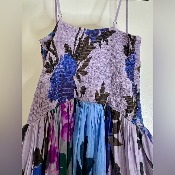 Free People Fall Floral Feelings Purple and Blue Peonies Midi Dress Size M - Picture 5 of 10